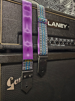 "Seyfert" Guitar Strap - Purple Seatbelt Backing