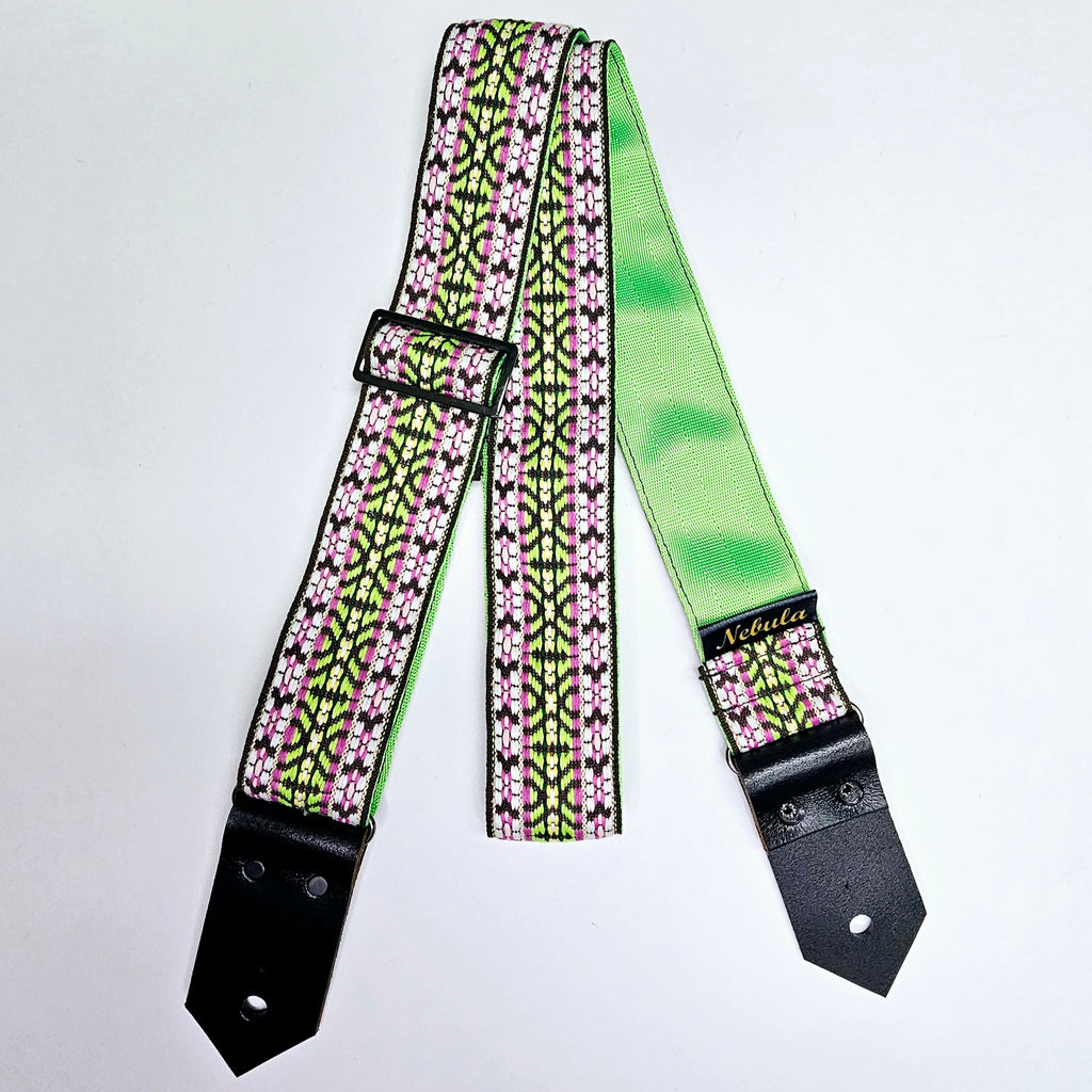 "Aphelion" Guitar Strap - Green Seatbelt Backing