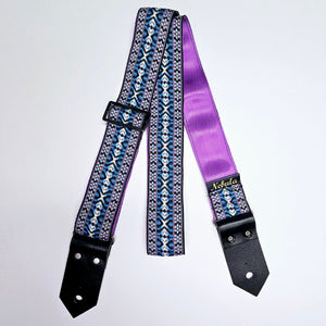 "Seyfert" Guitar Strap - Purple Seatbelt Backing