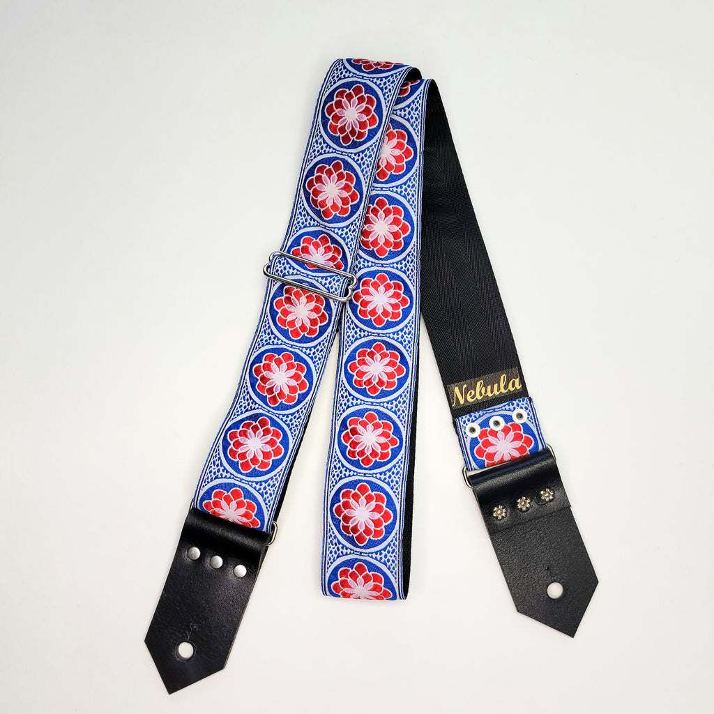 "Flower of Life Red and Blue" Guitar Strap